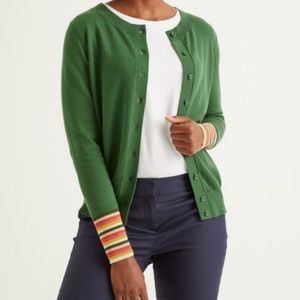 Boden Cassandra Striped Cuff/Back Cardigan Wool Blend Sweater Size
